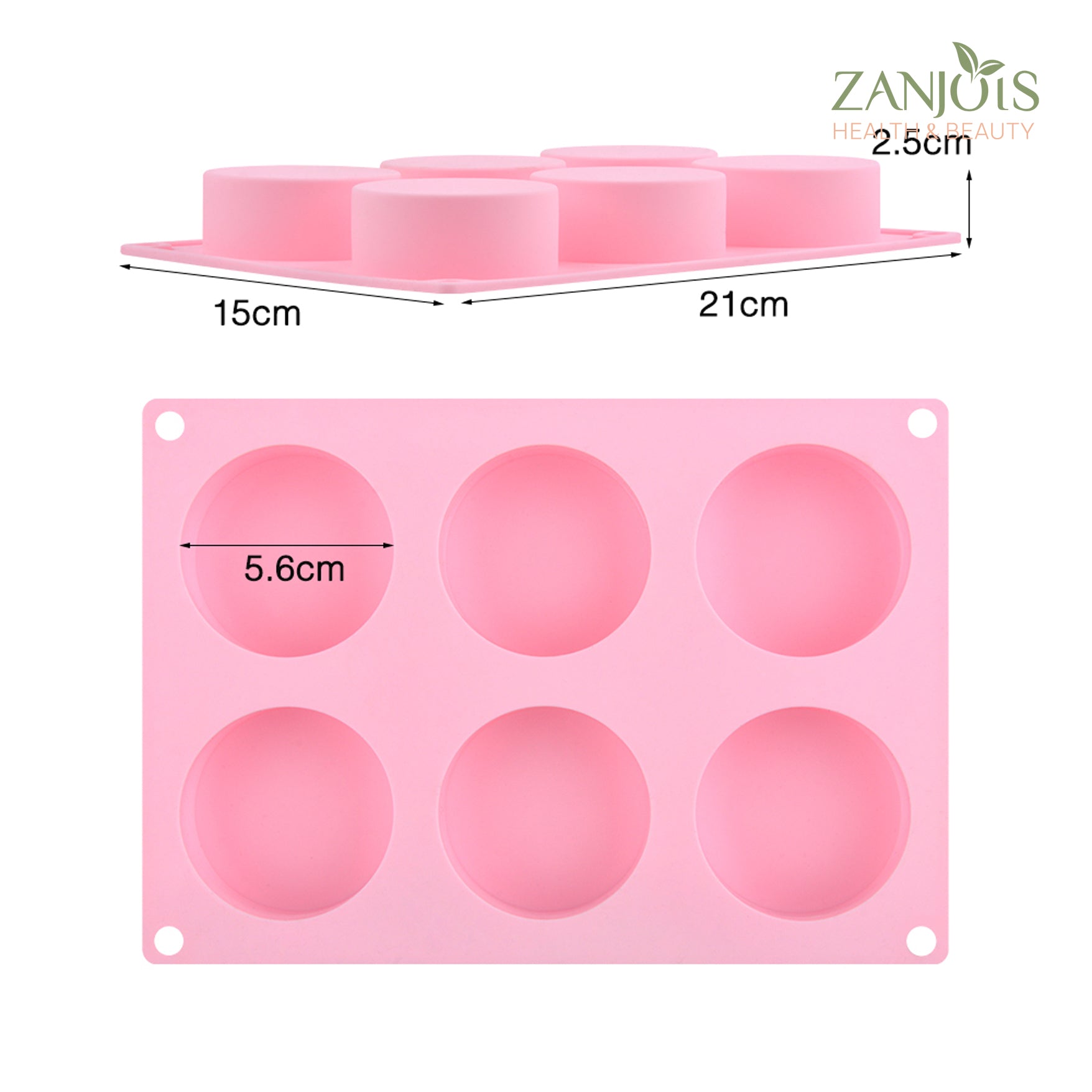Silicone Mold 6 Cavity Round Food Grade for Soap Resin Baking Chocolate Craft