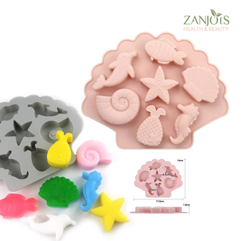 Under the Sea Shell Fish Seahorse Starfish Silicon Molder for Soaps, Food, Craft, DIY, Bakeware