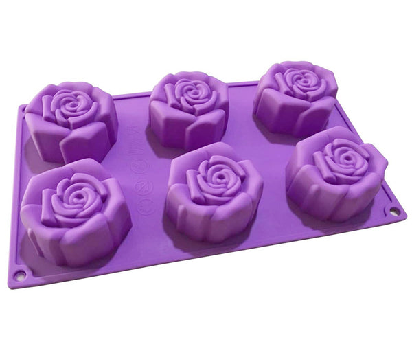 Silicone Mold 6 Cavity Big Rose Food Grade for Soap Resin Baking Chocolate Craft
