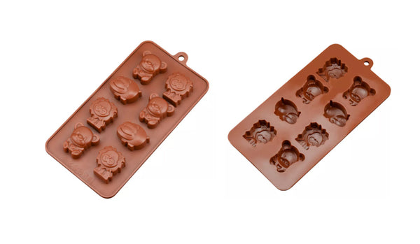 Cute Bear Lion Hippo Animal Shape 8 Cavity Silicon Molds For Chocolate Soap Ice Baking Food Grade