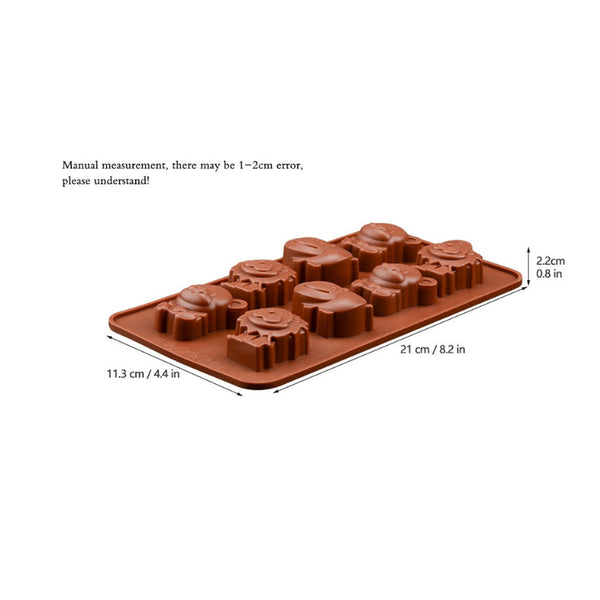 Cute Bear Lion Hippo Animal Shape 8 Cavity Silicon Molds For Chocolate Soap Ice Baking Food Grade