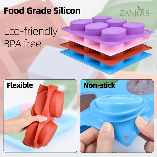 Silicone Mold 6 Cavity Oval Oblong Food Grade for Soap Resin Baking Chocolate Craft