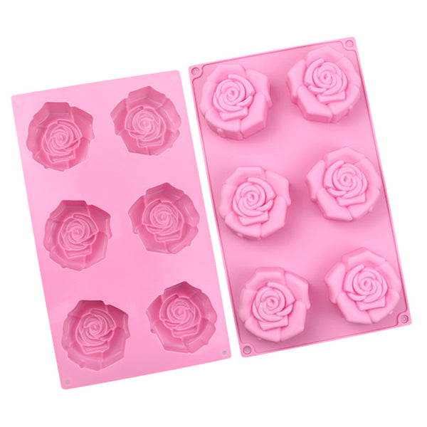 Silicone Mold 6 Cavity Big Rose Food Grade for Soap Resin Baking Chocolate Craft