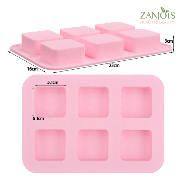 Silicone Mold 6 Cavity Square Food Grade for Soap Resin Baking Chocolate Craft