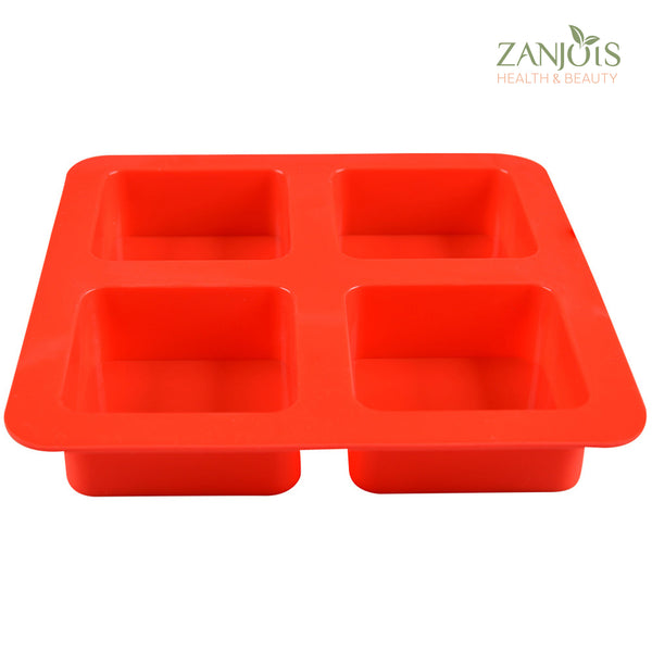 Silicone Mold 4 Cavity Square Food Grade for Soap Resin Baking Chocolate Craft