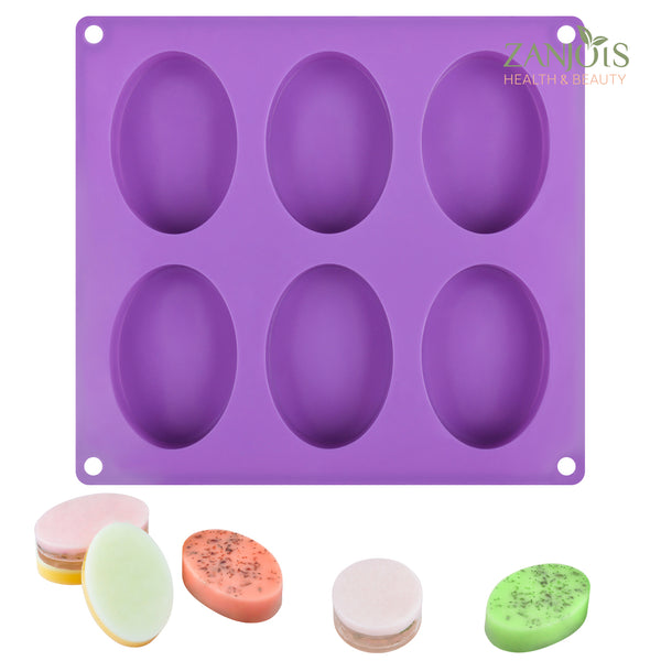 Silicone Mold 6 Cavity Oval Oblong Food Grade for Soap Resin Baking Chocolate Craft
