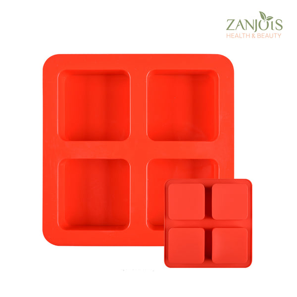 Silicone Mold 4 Cavity Square Food Grade for Soap Resin Baking Chocolate Craft