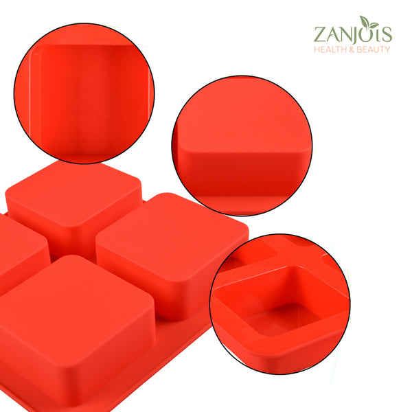 Silicone Mold 4 Cavity Square Food Grade for Soap Resin Baking Chocolate Craft