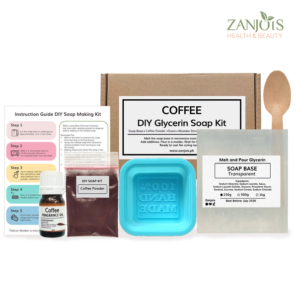 DIY Coffee Soap Kit (Melt and Pour Soap) Glycerin Soap Base DIY