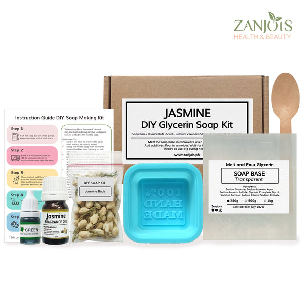 DIY Jasmine Flower Buds Soap Kit (Melt and Pour Soap) Glycerin Bath Soap Zanjois