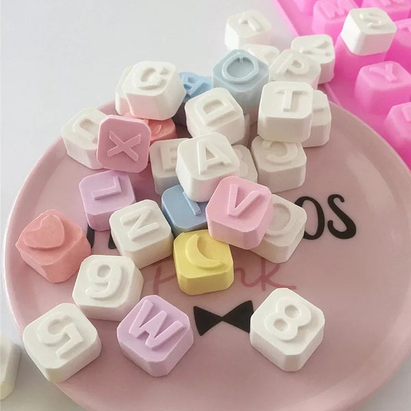 Alphabet Numbers Silicon Mold Symbols 3D Letter Chocolate Mold Soap Making Baking Ice Foodgrade