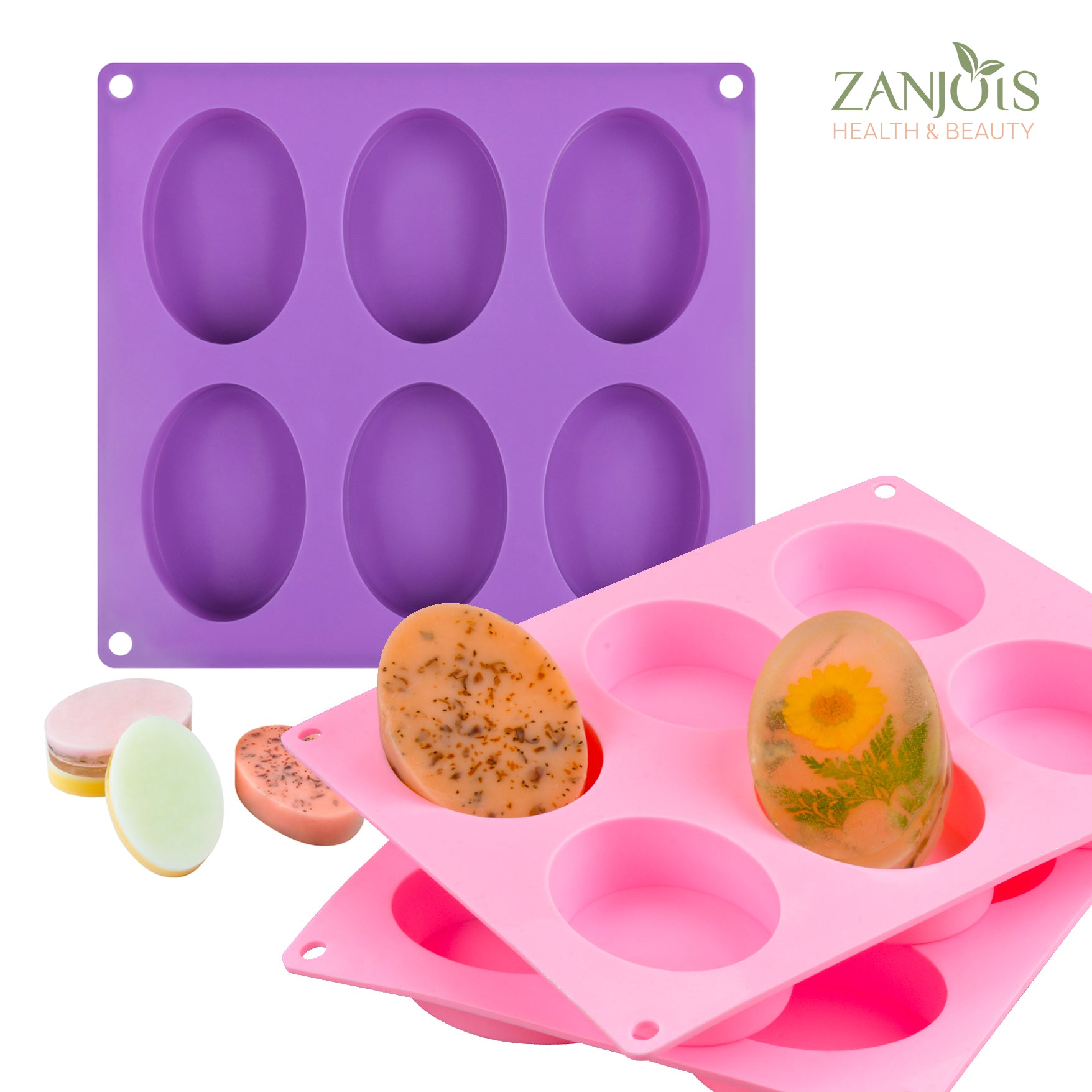 Silicone Mold 6 Cavity Oval Oblong Food Grade for Soap Resin Baking Chocolate Craft