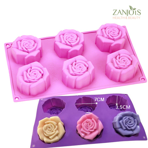 Silicone Mold 6 Cavity Big Rose Food Grade for Soap Resin Baking Chocolate Craft