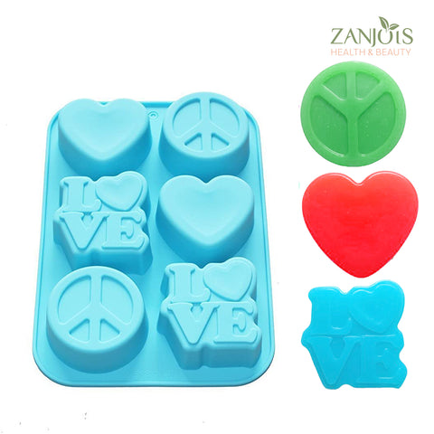 Peace Heart Love 3D Silicone Molder Soap Chocolate Baking Food Grade
