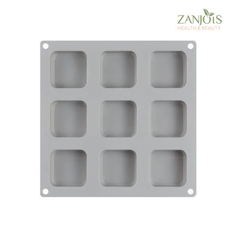 Silicon Molder Square 9 cavity Mold for Soaps, Resin, Food, Craft, DIY, Bakeware Food Grade