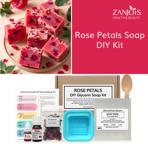 DIY Rose Petals Soap Kit (Melt and Pour Soap) Glycerin Soap Base
