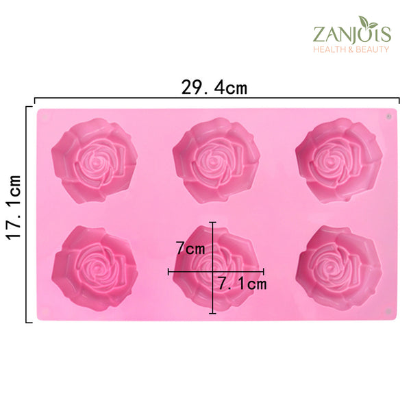 Silicone Mold 6 Cavity Big Rose Food Grade for Soap Resin Baking Chocolate Craft