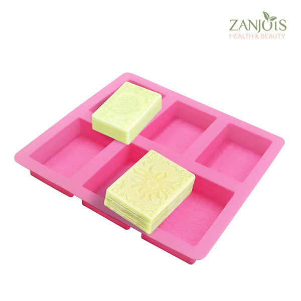 Silicone Mold 6 Cavity Rectangle Decorative Swirl Food Grade for Soap Resin Baking Chocolate Craft Sun Tree Heart Butterfly